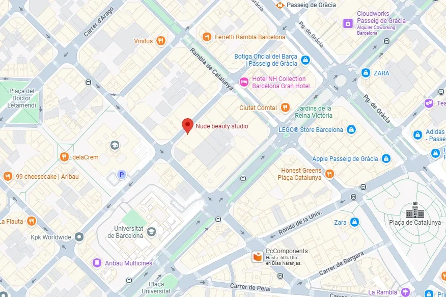 Map: Nude Beauty Studio at Carrer de la Diputació 238, next to Rambla de Catalunya